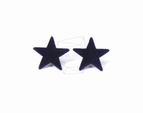 ERG-596-G【2個入り】ベルベットスターピアス ,velvet star Post Earring