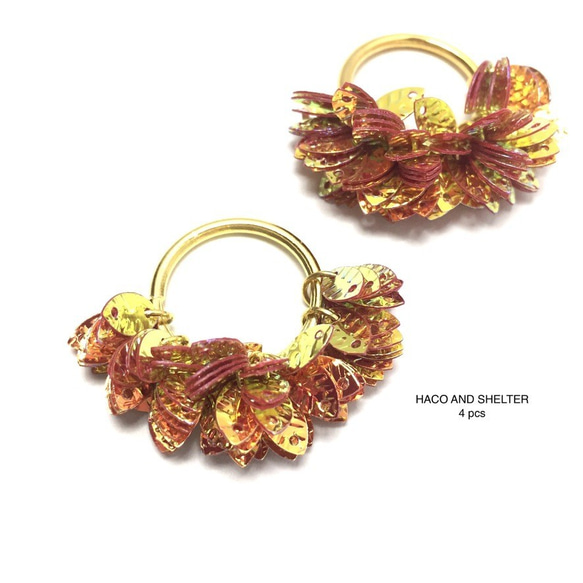 4pcs★frill leaf・mandarin(アクリル リーフ・ベイクドカラー PVC チャーム)