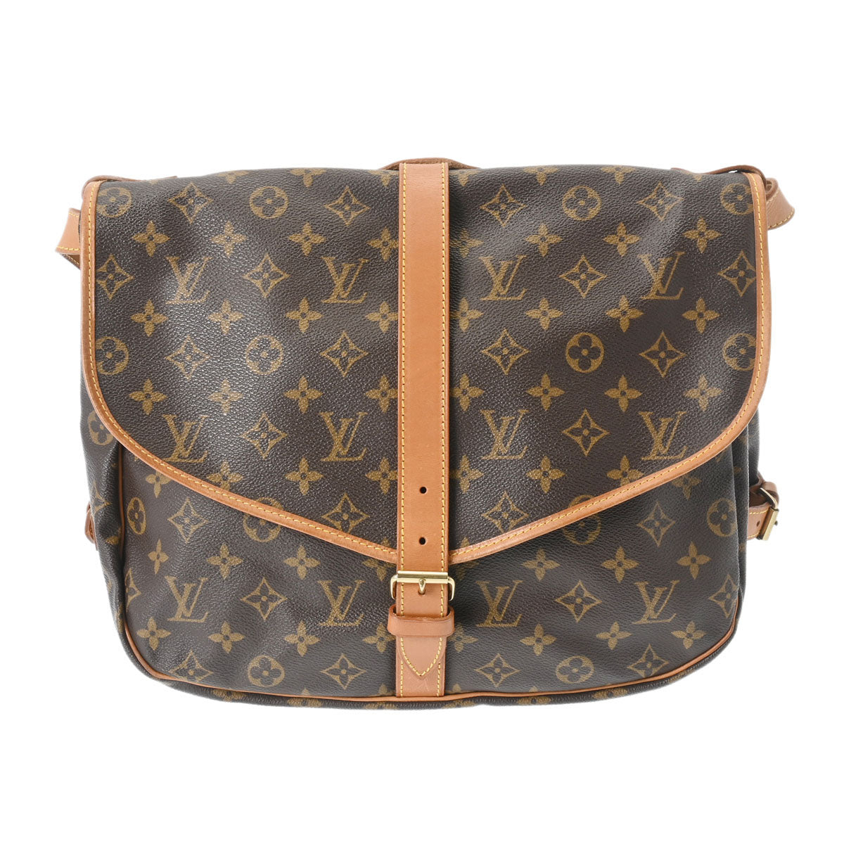 LOUIS VUITTON ルイヴィトン モノグラム ソミュール 35 ブラウン M42254 レディース モノグラムキャンバス ショルダーバッグ Bランク 中古 