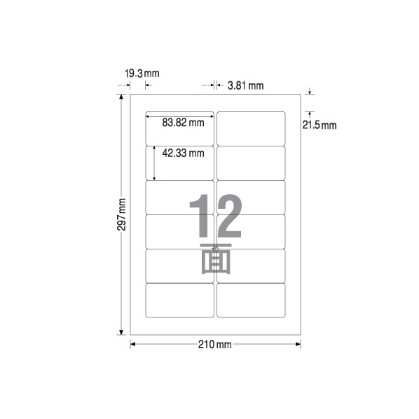 TAC ラベルシール A4 12面 インチ改行タイプ 100枚 1冊（100枚） F840013