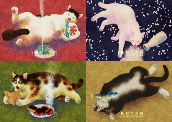 猫四態:2024／ジクレー版画