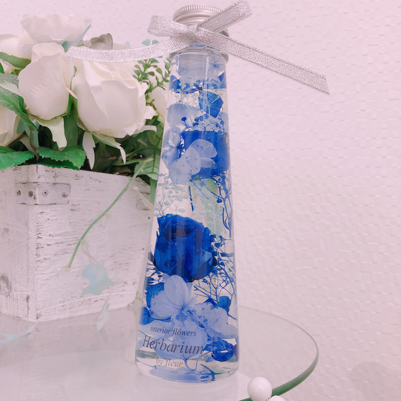 青薔薇♡スタイリッシュ ハーバリウム♡ メッセージ名入れ可能♡プレゼントギフトにも