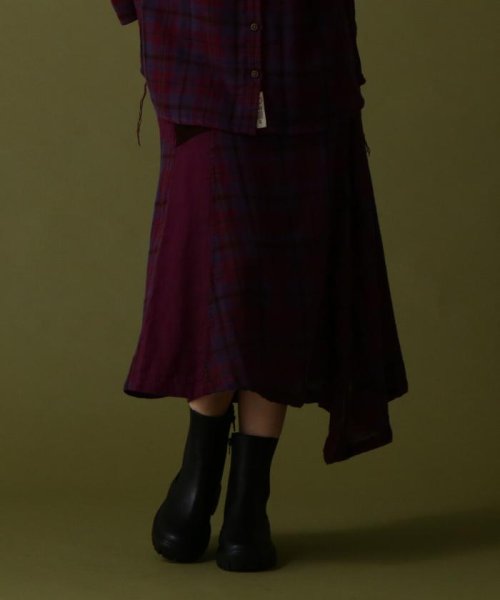 《直営店限定》DOUBLE GAUZE MULTI CHECK SKIRT/ ダブルガーゼ マルチチェックスカート