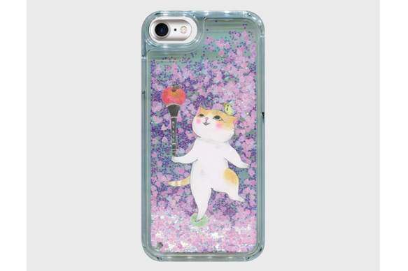 (iPhone用)クラリネット猫のグリッタースマホケース【楽器ねこシリーズ】