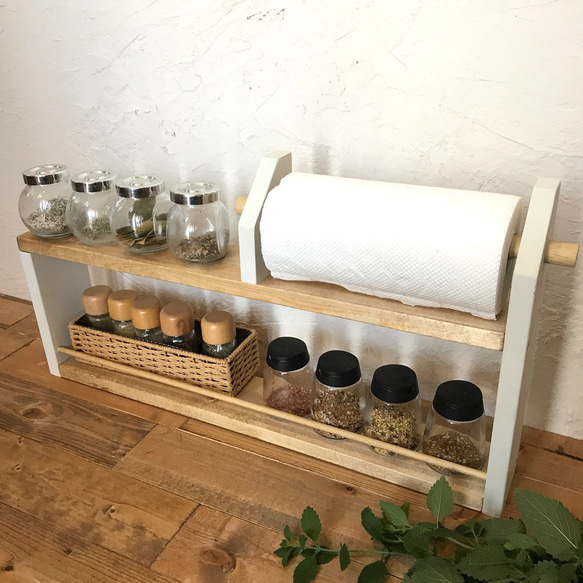 kitchen paper shelf long H33 W60 キッチンペーパー ホルダー&スパイスラック