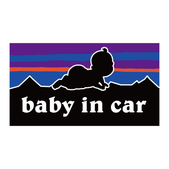 BABY IN CAR（ベビーインカー）パロゴニア パロディステッカー シール 赤ちゃんを乗せています