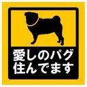 玄関 マグネットステッカー 愛しのパグ住んでます