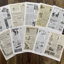 【紙もの素材】　ヴィンテージコラージュメモパッド　100年以上前の新聞・広告　50枚　コラージュ素材　アンティーク　ジャンクジャーナル　デザインペーパー