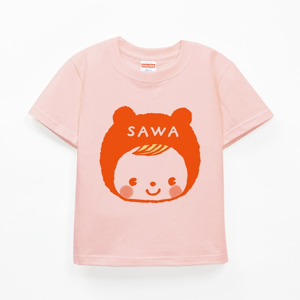 名前が入れられるＴシャツ（耳がかわいいピンクくまちゃん）