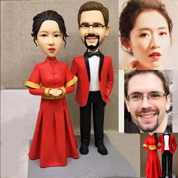 オーダーメイド お写真入から 3D 肖像画 似顔絵 人形 フィギュア 結婚祝い・周年記念日 夫婦 カップル  両親贈呈品