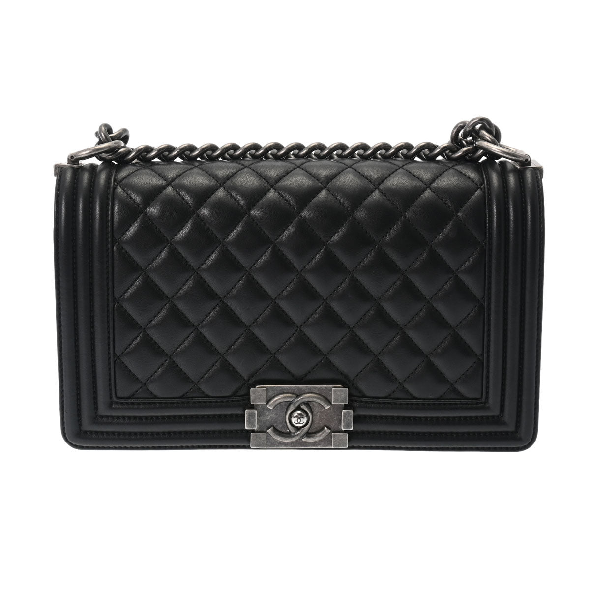 CHANEL シャネル ボーイシャネル チェーンショルダー 25 黒 アンティーク調シルバー金具 A67086 レディース キャビアスキン ショルダーバッグ Aランク 中古 