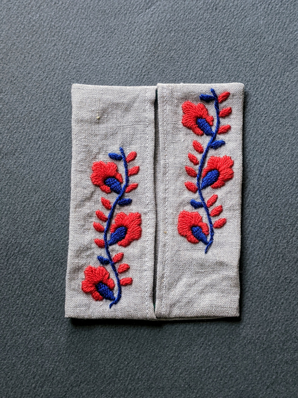 ハンガリー　パローツ地方トゥラの刺繍　ポケットティッシュケースNo.８