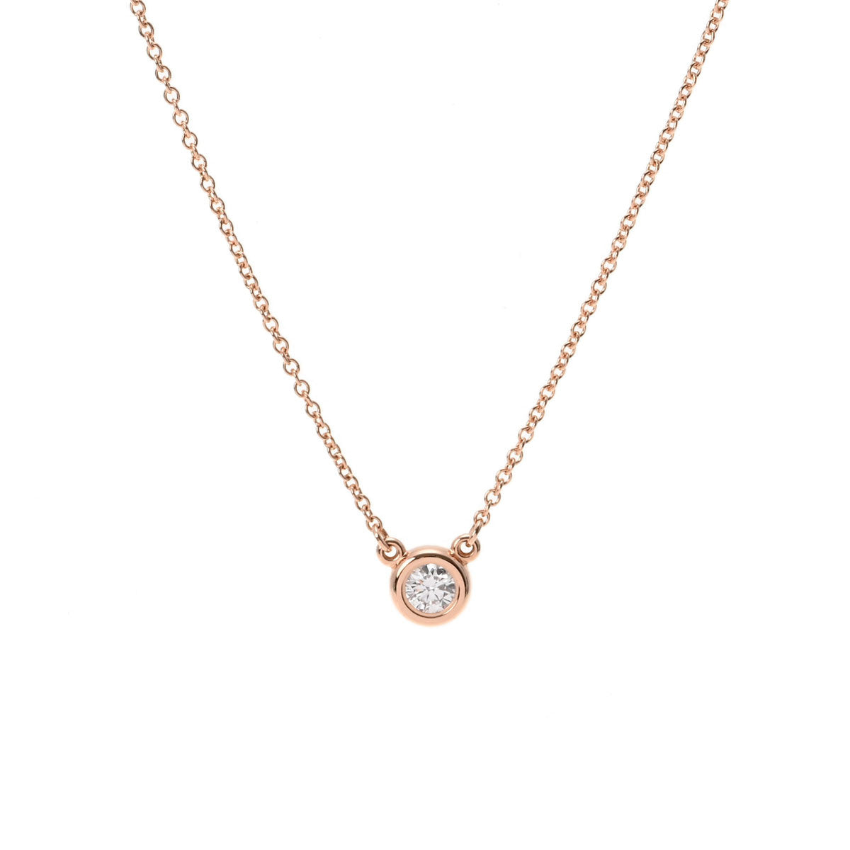 TIFFANY&Co. ティファニー バイザヤード ネックレス ダイヤ0.17ct レディース K18ピンクゴールド ネックレス Aランク 中古 