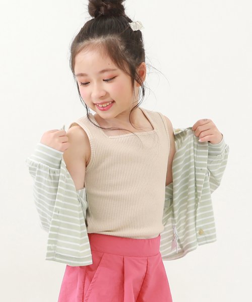 リブタンクトップ 子供服 キッズ 女の子 トップス タンクトップ キャミソール ノースリーブ