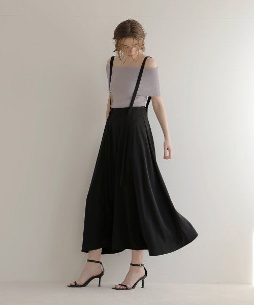 Asymmetry Strap Flare Skirt