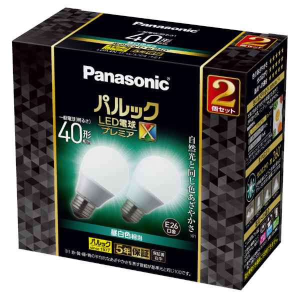 パナソニック LED電球 E26口金 全光束485lm(4．4W一般電球タイプ 全方向タイプ) 昼白色相当 2個入り パルック プレミアX LDA4NDGSZ4F2T