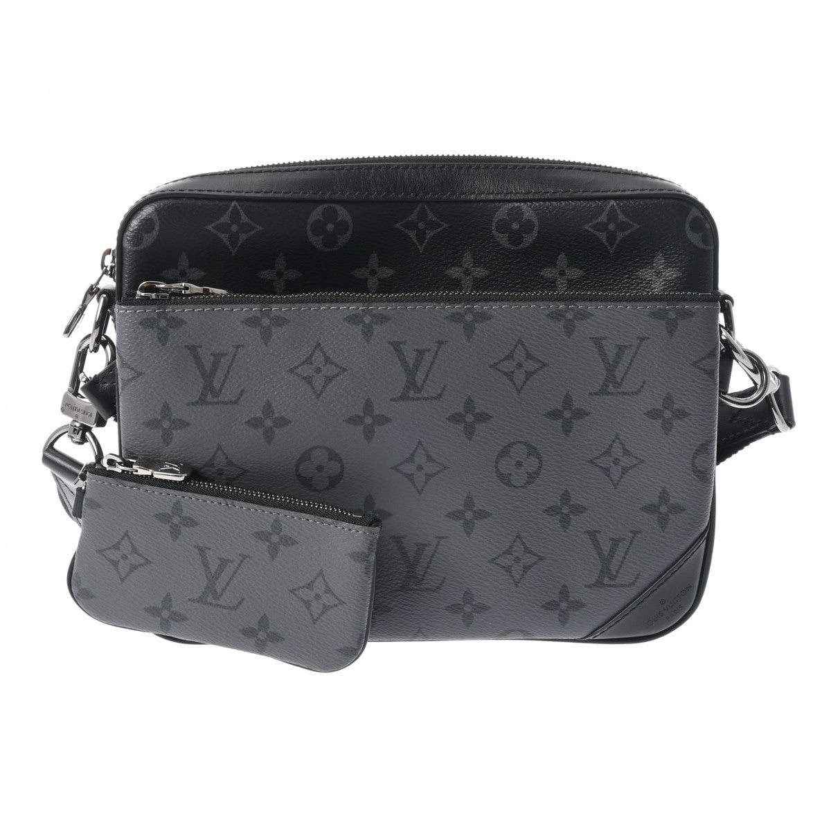 LOUIS VUITTON ルイヴィトン モノグラムエクリプス トリオメッセンジャー 黒/グレー M69443 メンズ モノグラムキャンバス ショルダーバッグ Aランク 中古 