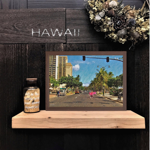 【送料無料】南国の風景☆HAWAII No.6   フレーム付 　A4サイズ