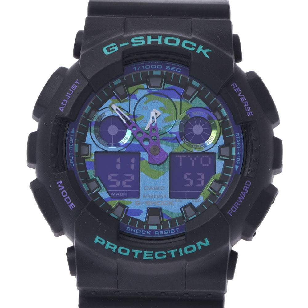 CASIO カシオ G-SHOCK 黒/紫 GA-100BL メンズ 樹脂 腕時計 クオーツ デジタル文字盤 Aランク 中古 