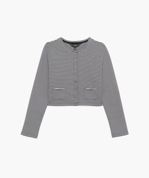 WU87 CARDIGAN ボーダーショートカーディガン