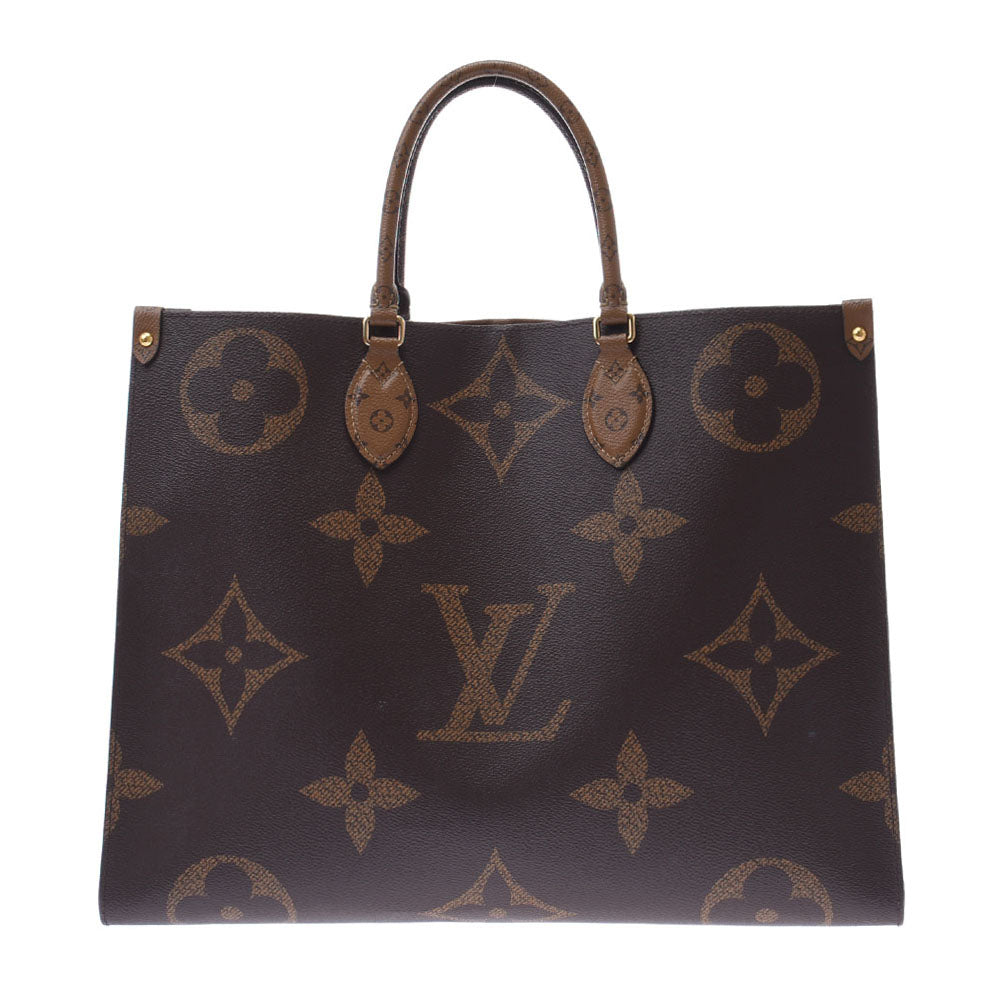 LOUIS VUITTON ルイヴィトン モノグラム リバース オンザゴー GM ブラウン M45320 ユニセックス モノグラムキャンバス 2WAYバッグ ABランク 中古 