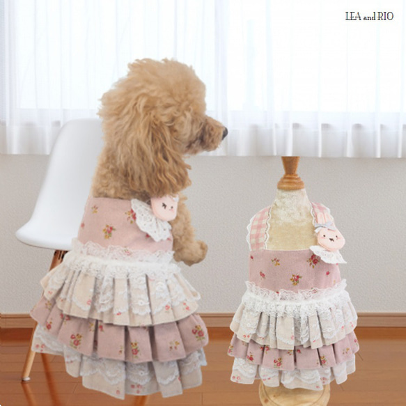 ワンピース ドレス コットン うさぎ ラビット 花 ドックウェア 犬用 服 犬服 犬の服 P449