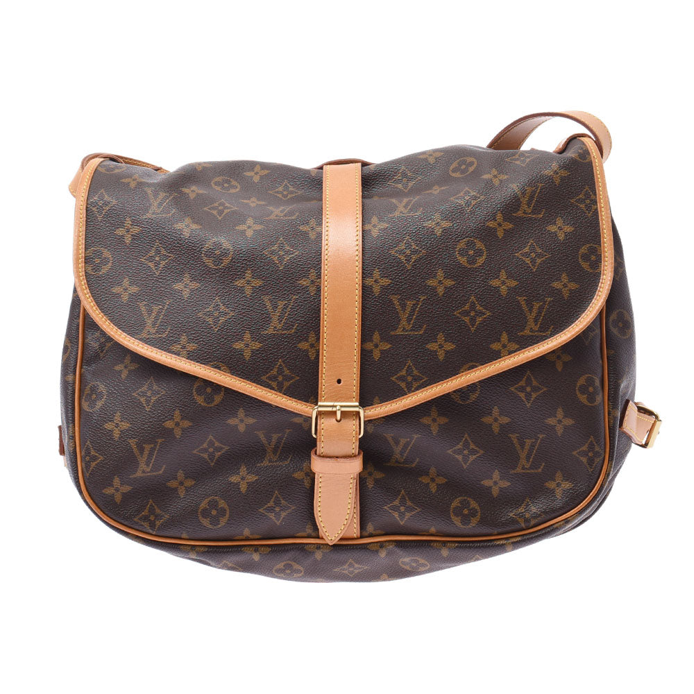 LOUIS VUITTON ルイヴィトン モノグラム ソミュール35 ブラウン M42254 ユニセックス モノグラムキャンバス ショルダーバッグ Bランク 中古 