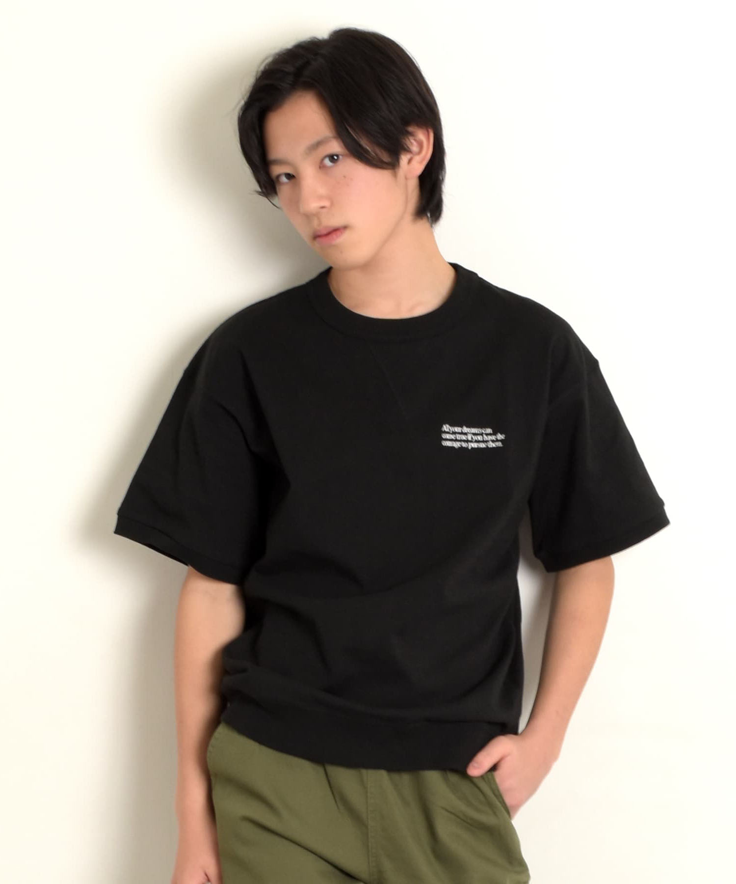 グラソス/USAコットン・スウェットライク刺繍半袖Tシャツ