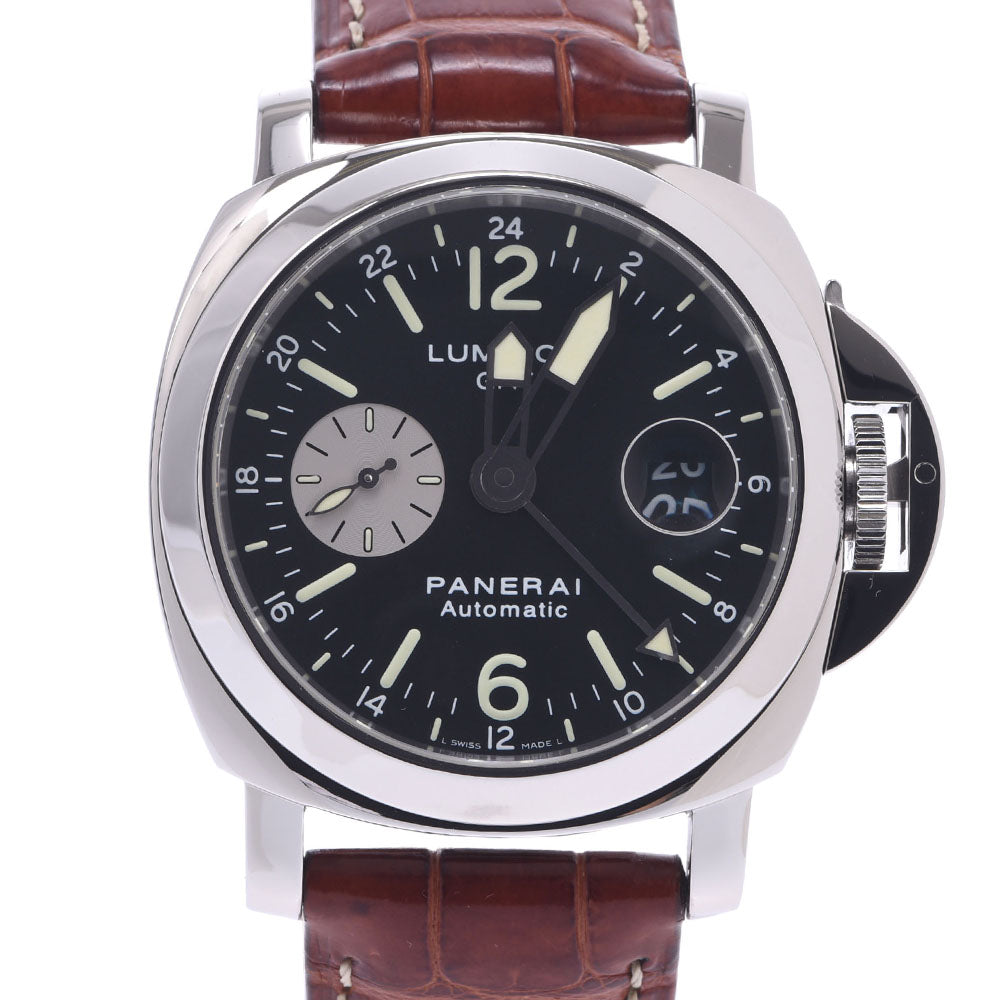 OFFICINE PANERAI オフィチーネパネライ ルミノール GMT PAM00088 メンズ SS/革 腕時計 自動巻き 黒文字盤 Aランク 中古 