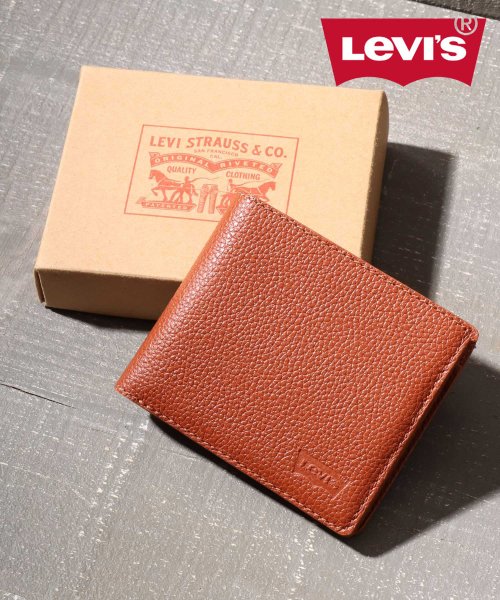 Levis/リーバイス 別注 ソフトシボ加工 リアルレザー 本革二つ折り財布 箱付き カジュアル さいふ サイフ