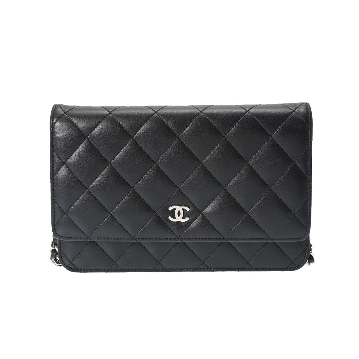 CHANEL シャネル マトラッセ チェーンウォレット 黒 シルバー金具 レディース キャビアスキン ショルダーバッグ Bランク 中古 