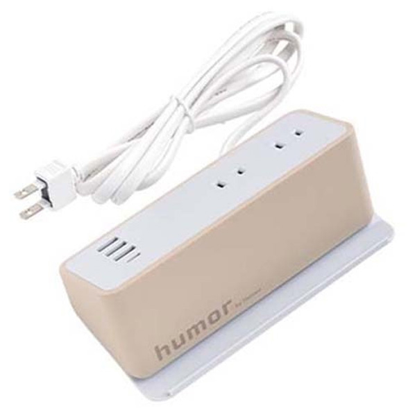 Hamee 2コンセント/USB3ポート/TYPE-C1ポート OAタップケーブル一体型 1．5m humor ベージュ 669-944837