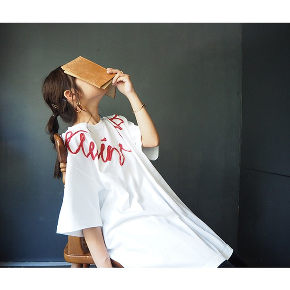 ビッグTシャツ(twincow)White×Red