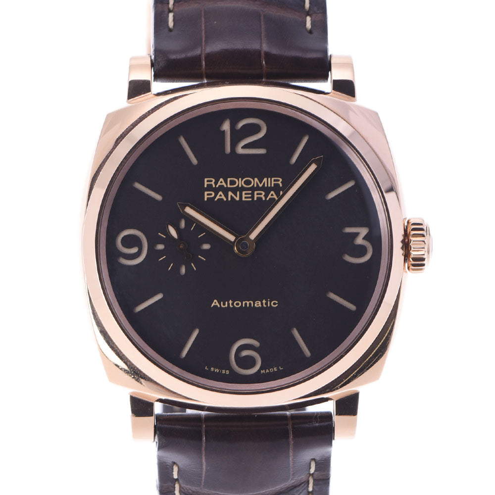 OFFICINE PANERAI オフィチーネパネライ ラジオミール940 3デイズ オロロッソ 裏スケ PAM00573 メンズ RG/革 腕時計 自動巻き 黒文字盤 Aランク 中古 