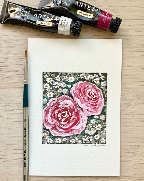 ORIGINAL PAINTING - Roses, 原画, オリジナルアート, バラのアート