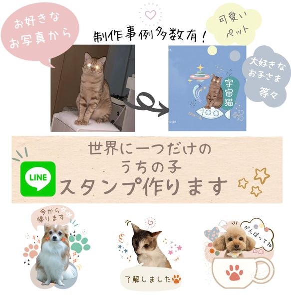 ご家族様の可愛いLINEスタンプ作成します ★普段の家族のお写真をうちの子LINEスタンプに★