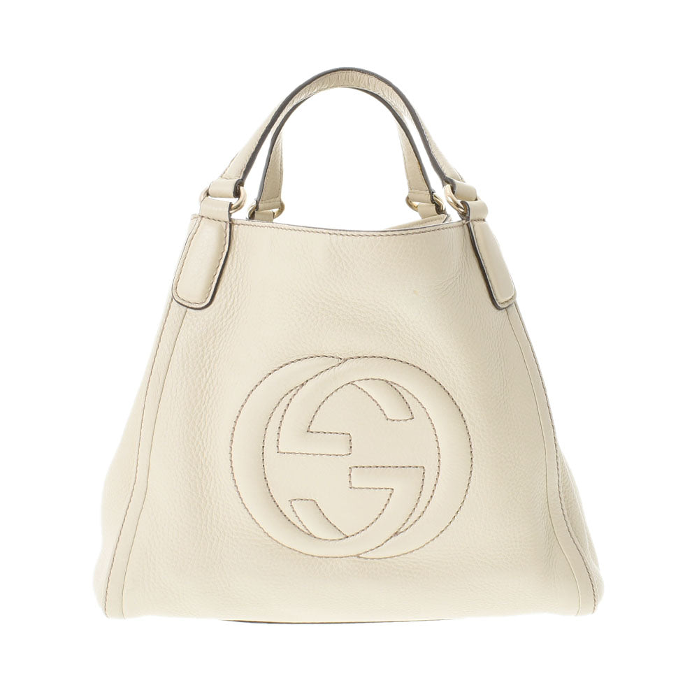 GUCCI グッチ ソーホー ２ＷＡＹトートバッグ アイボリー ゴールド金具 336751 レディース カーフ ショルダーバッグ Bランク 中古 