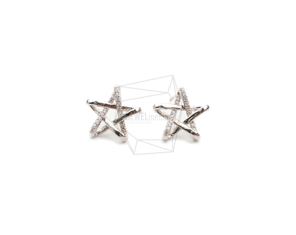 ERG-2104-R【2個入り】キュービックスターピアス/Cubic Star Post Earrings