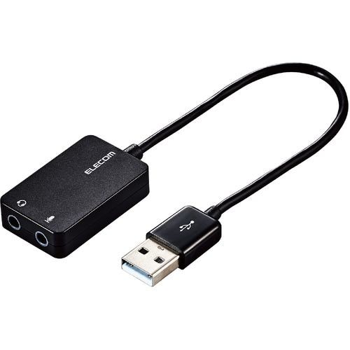 【推奨品】エレコム USB-AADC02BK USBオーディオ変換アダプタ 0.15m ブラック