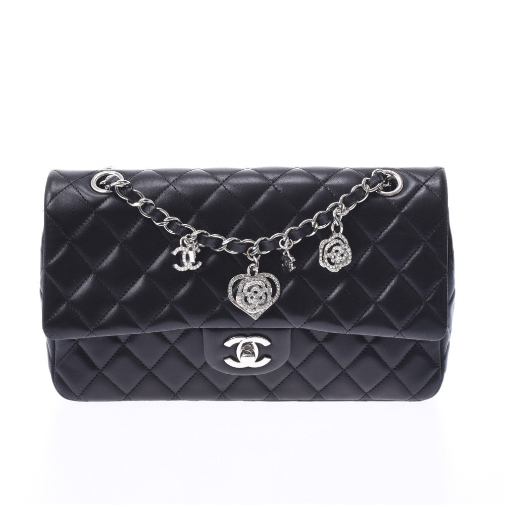 CHANEL シャネル マトラッセ チェーンショルダーバッグ 2014年バレンタイン限定 黒 シルバー金具 レディース ラムスキン ショルダーバッグ ABランク 中古 