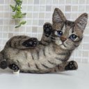 受注商品 キジトラ 子猫 猫  戯れてる  羊毛フェルト ハンドメイド