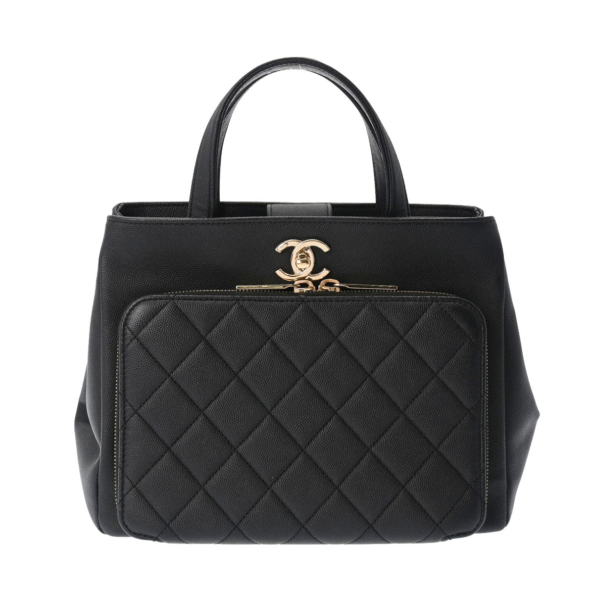 CHANEL シャネル スモール ショッピングバッグ 2WAY 黒 ゴールド金具 A93750 レディース キャビアスキン ハンドバッグ Aランク 中古 