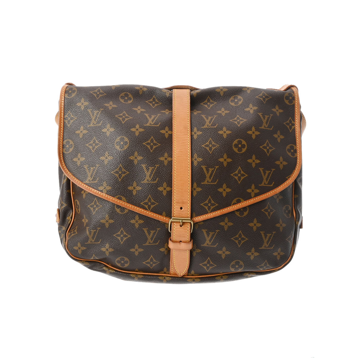 LOUIS VUITTON ルイヴィトン モノグラム ソミュール 35 ブラウン M42254 レディース モノグラムキャンバス ショルダーバッグ Bランク 中古 