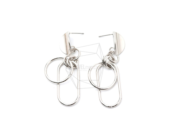 ERG-1554-R【2個入り】マルチリンクサークルピアス  ,Multi Linked Circles Earring