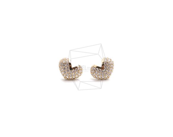 ERG-2262-G【2個入り】ハートキュービックピアス,heart Cubic Post Earring