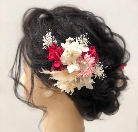 ウェディング、和装、成人式ヘアードレス❤︎dryflower、プリザーブドフラワー可愛くヘッドアクセサリーにも合わせ易く