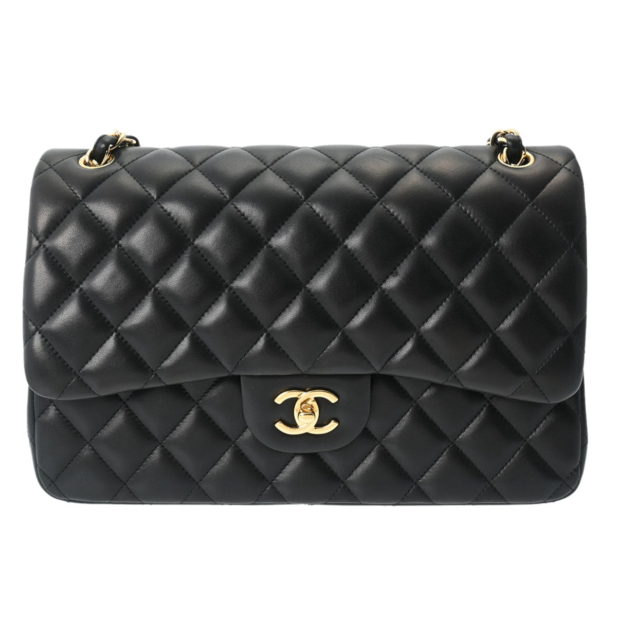 CHANEL シャネル マトラッセ チェーンショルダー 30cm 黒 ゴールド金具 A58600 レディース ラムスキン ショルダーバッグ Aランク 中古 