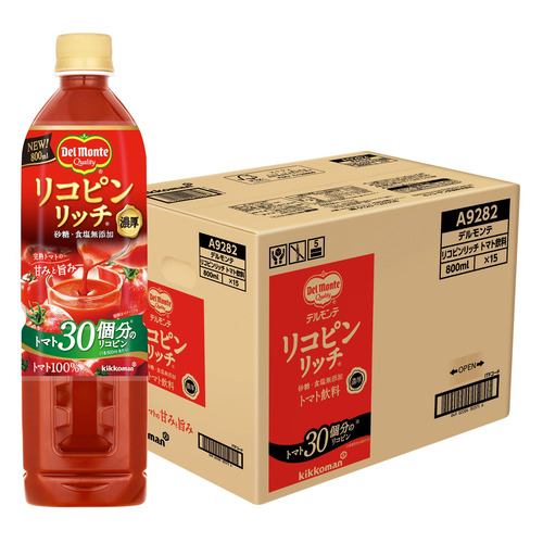 デルモンテ リコピンリッチトマト飲料 800mlx15【セット販売】