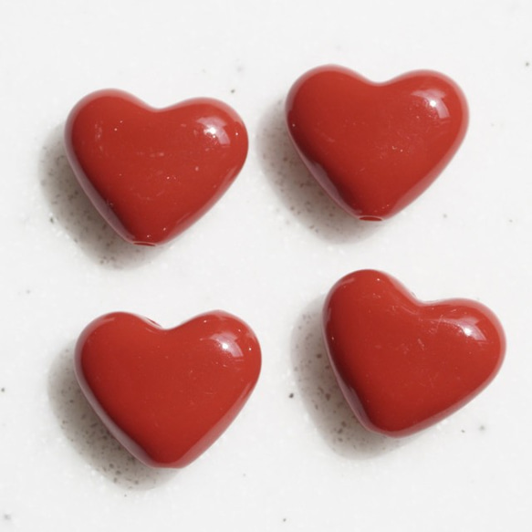 8pcs 24x20mm Acrylic Beads アクリルビーズ 赤 red heart 心型