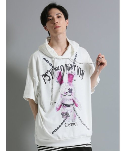 SD×PSYCHONATION 半袖BIGプルパーカー+タンク アンサンブル 半袖 メンズ Tシャツ カットソー カジュアル インナー ビジネス ギフト プレゼ